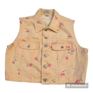 VINTAGE 1994 GUESS JEANS FLORAL DENIM VEST SIZE MEDIUM